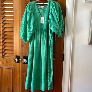 Green eyelet maxi dress